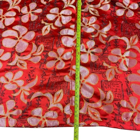 Vintage Street Culture Button Up Shiny Asian Red AOP Floral Shirt XL Metallic - Picture 3 of 6
